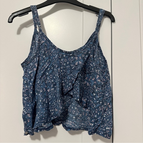 Abercrombie & Fitch Blue Purple Paisley Crop Top Size Large Women’s - Picture 6 of 10
